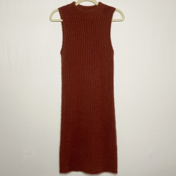 Mystree Fuzzy Mockneck Ribbed Sleeveless Sweater Dress - Picture 1 of 10
